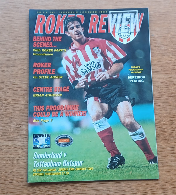 Sunderland v Tottenham 1994/5 FA Cup Programme & Ticket