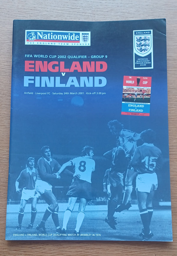 England v Finland 2001 At Anfield Liverpool