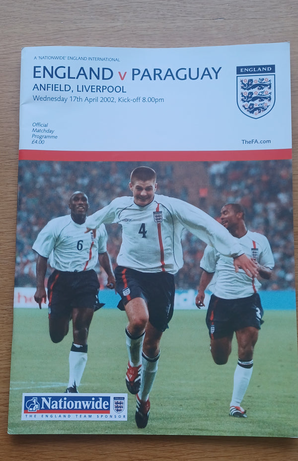 England v Paraquay 2002 At Anfield Liverpool