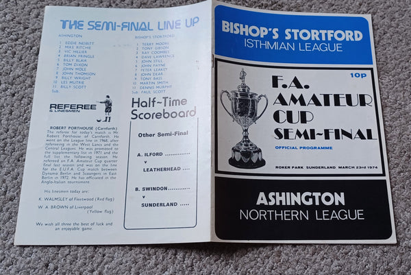 Ashington v Bishops Stortford FA Amateur Cup Semi final 1973/4 @Roker Park