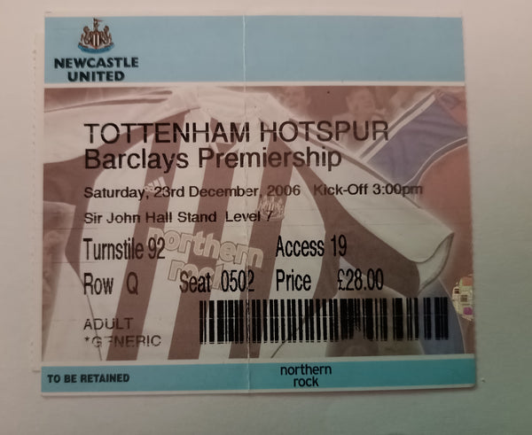 Newcastle United v Tottenham Hotspur Match Ticket 2006/7