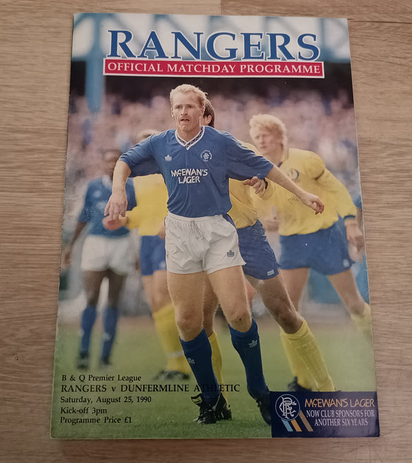 Rangers v Dunfermline 1990/1 SIGNED Terry Butcher