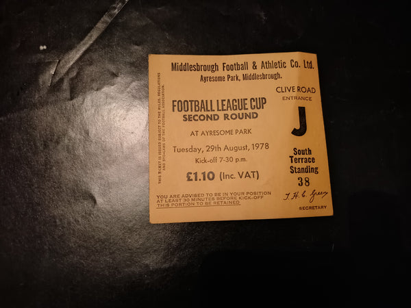 Middleborough v Peterborough Utd FLC 2nd Round 1978/9 Match Ticket