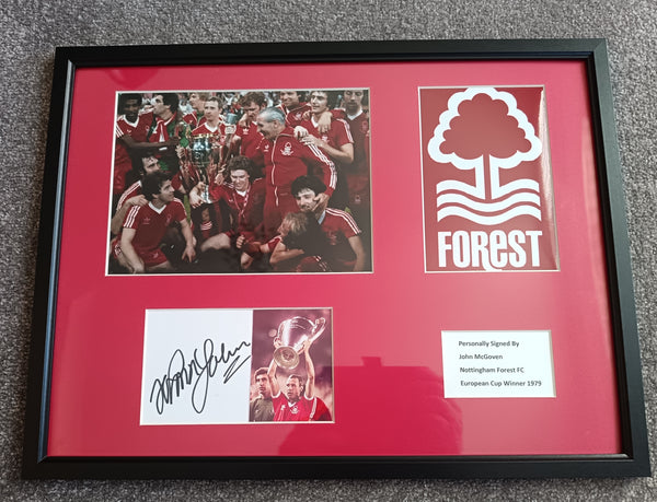 John McGovern Nottingham Forest Signed 1979 European Cup Final Display