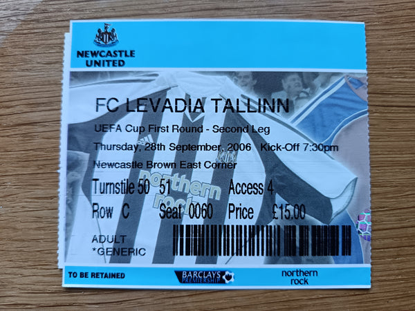 Match Ticket Newcastle Utd v FC Levadia Tallin