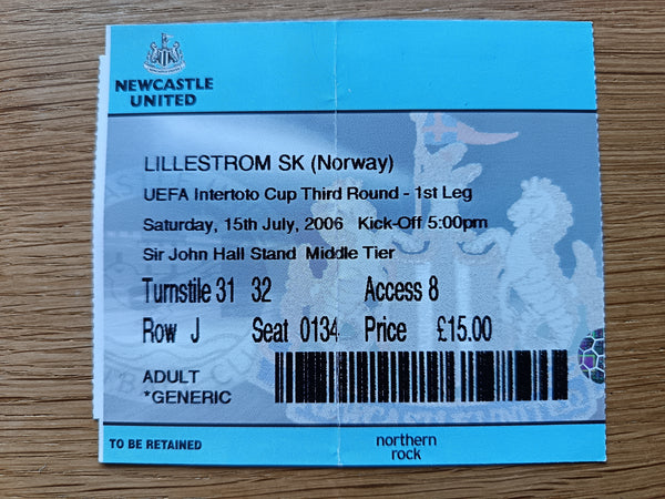 Match Ticket Newcastle Utd v Lillestrom SK