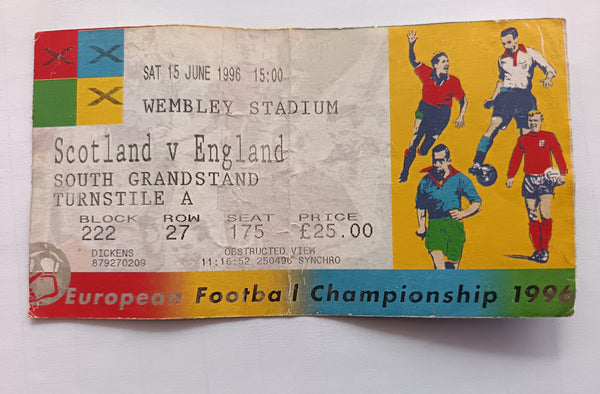 Match Ticket Scotland v England Euro 96 At Wembley