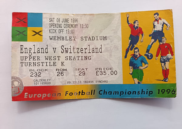 Match Ticket England v Switzerland Euro 96 At Wembley