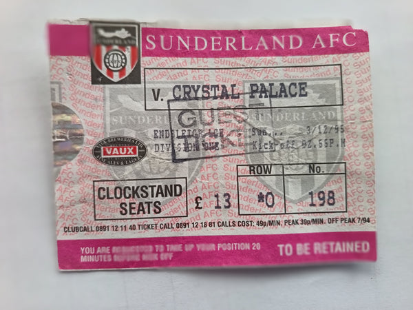 Match Ticket Sunderland v Crystal Palace