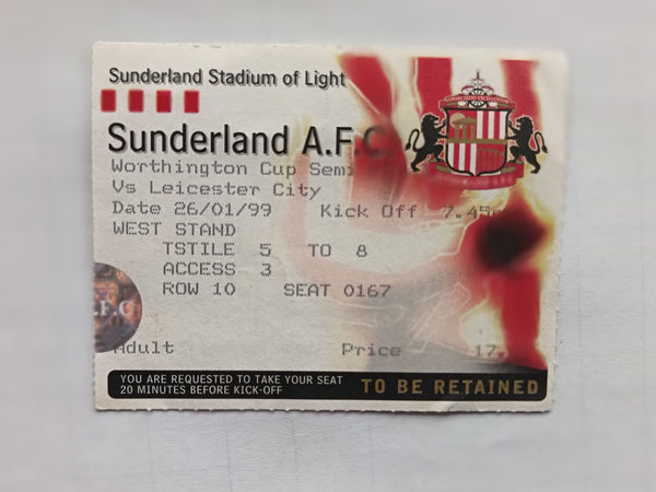Match Ticket Sunderland v Leicester City Worthington Cup Semi Final