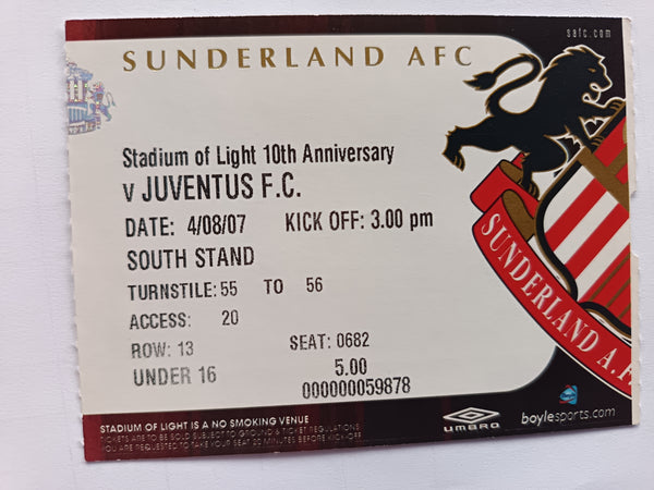 Match Ticket Sunderland v Juventus 2007/8