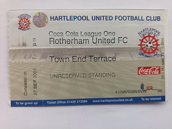 Match Ticket Hartlepool Utd v Rotherham Utd 2006/7