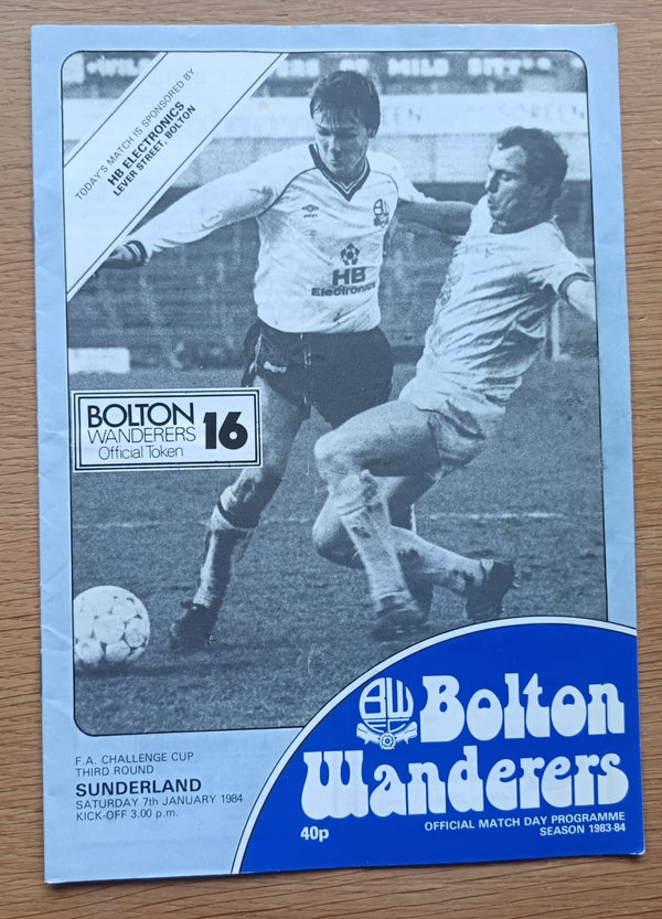 Bolton Wanderers v Sunderland 1983/4 FA Cup