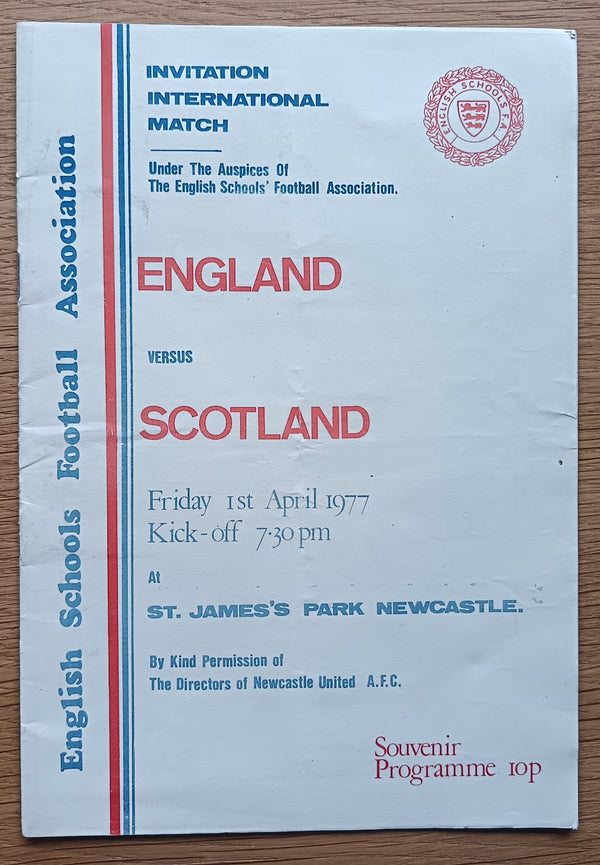 England v Scotland Schools International At St James Pk Newcastle 1977