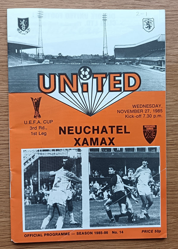 Dundee Utd v Neuchatel Xamax UEFA Cup 1985/6