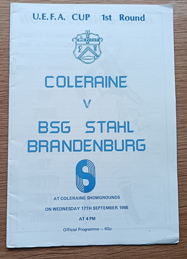 Coleraine v BSG Brandenburg UEFA Cup 1986/7