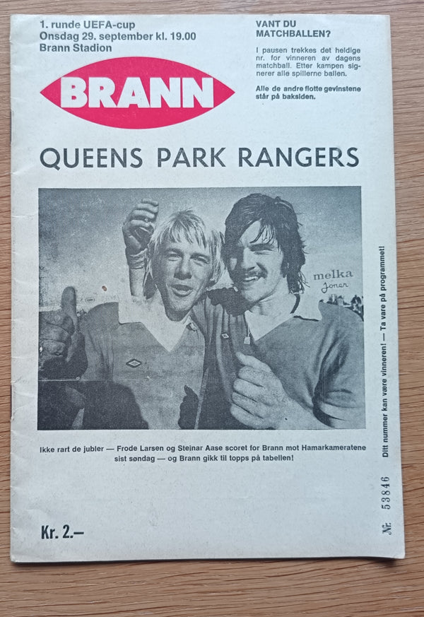 Brann v Queens Park Rangers UEFA Cup 1976/7