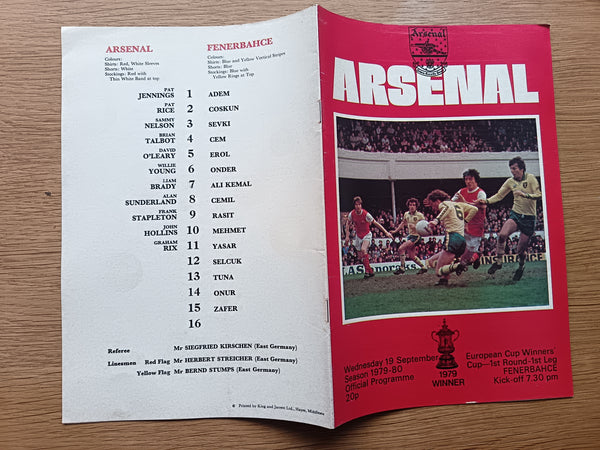 Arsenal v Fenerbahce ECWC 1979/80
