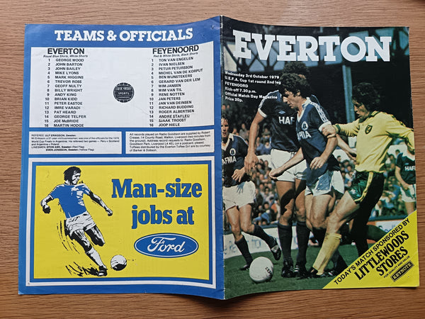 Everton v Feyenoord UEFA Cup 1979/80