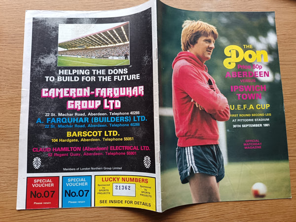 Aberdeen v Ipswich Town UEFA Cup 1981/2