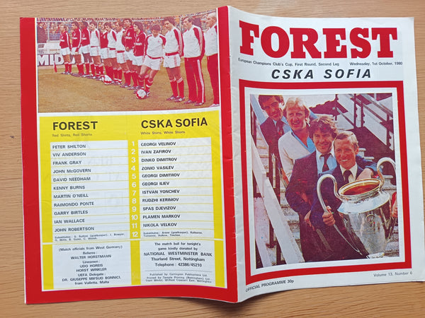 Nottingham Forest v CSKA Sofia European Cup 1980/1