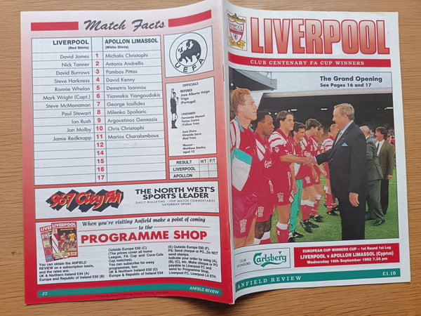 Liverpool v Apollon Limassol ECWC 1992/3