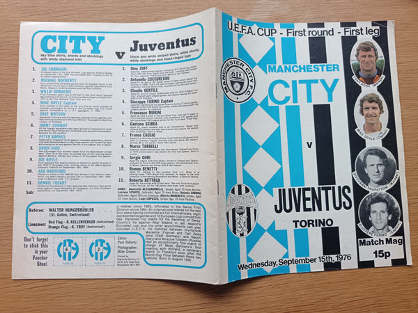 Manchester City v Juventus UEFA Cup 1976/7