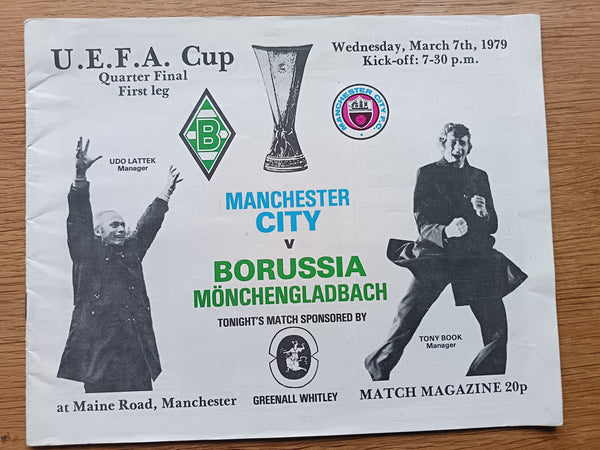 Manchester City v Borussia Monchengladbach UEFA Cup 19787/9