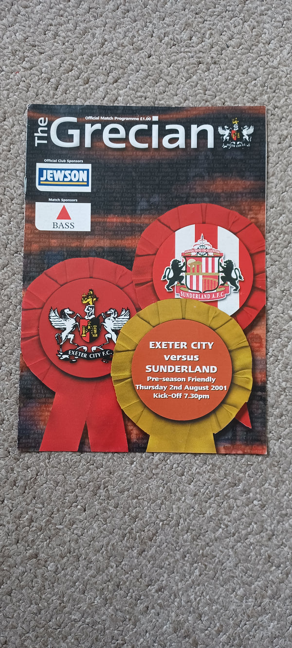Exeter City v Sunderland Pre season Friendly 2001/02