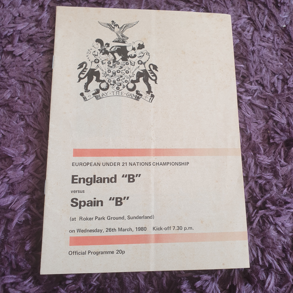 England B v Spain B 1980 At Roker Park
